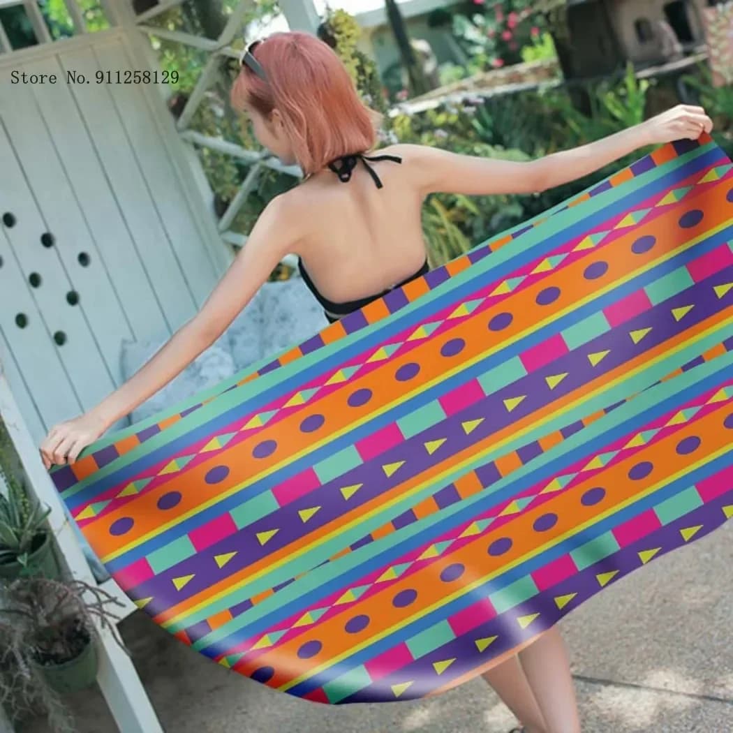 Asciugamano da spiaggia a righe colorate Boemia Bellissimo asciugamano asciutto Asciugamano da spiaggia rettangolare assorbente Grande arredamento per la casa Cucina Viaggi Donna