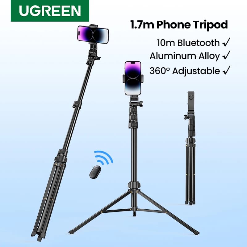 Supporto per treppiede per telefono UGREEN per Gopro iPhone Samsung Xiaomi Huawei supporto per telefono pieghevole in alluminio supporto universale per Tripode da viaggio