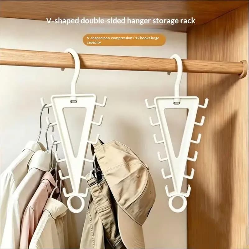 【M】1/2 PCS V Shaped Clothes Hanger Organizer With 12 Hooks Large Capacity Perfect Closet Storage Saves Space For Clothes Hats