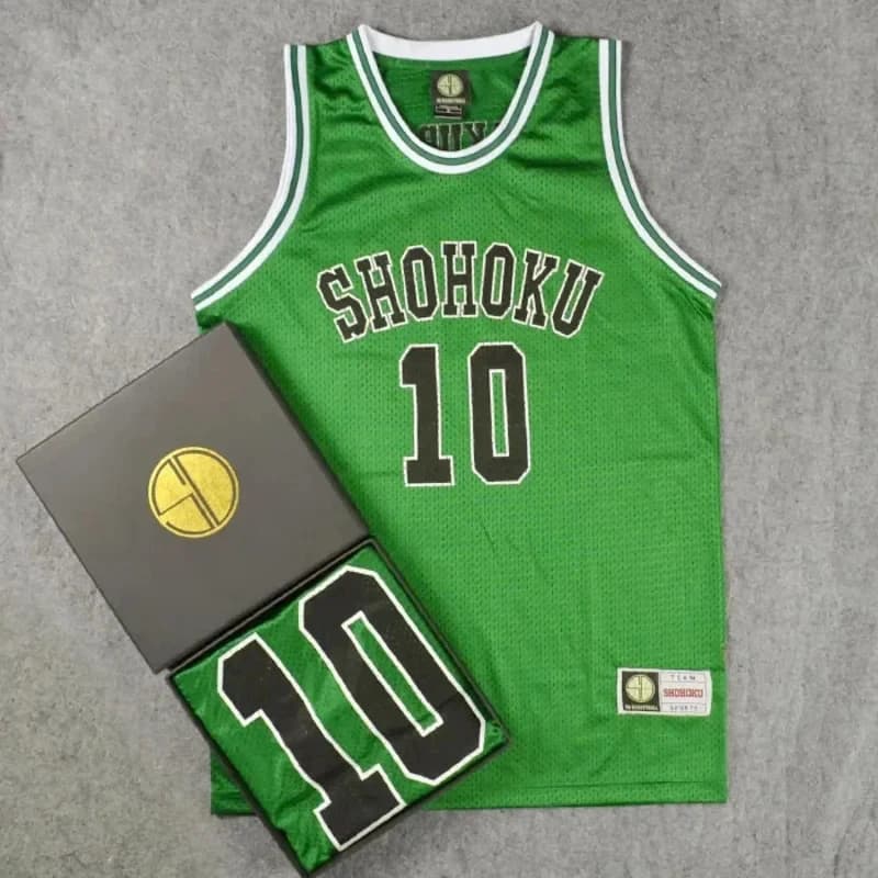 ♥Halloween Cosplay Costume Green Adults Basketball Jerseya NO.10 SLAM DUNK Sleeveless Jersey SHOHOKU Team New 2026 Topspeed Cos