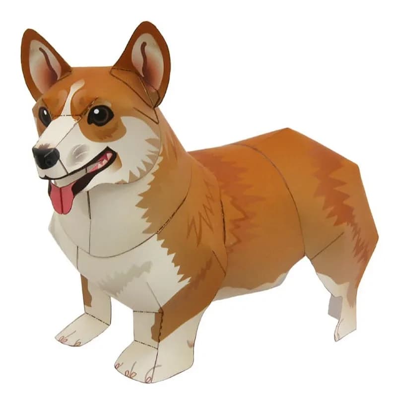 Welsh Corgi Pembroke Dog Handmade Origami Art Mini Cute 3D Paper Model Papercraft Animal DIY Kids Adult Craft Toys QD-019