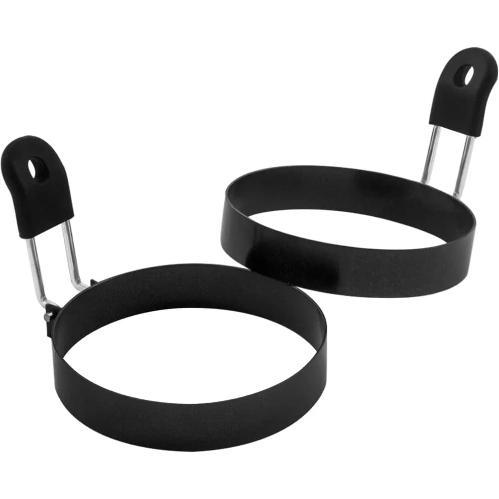 Silicone Handle Egg Rings Set of 2 Large Round Egg Mold for Frying Breakfast Griddle Cooking Pancake English Muffin Shaper Non-Stick Kitchen Tool