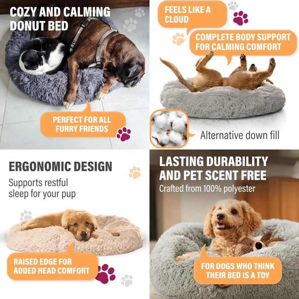Cuccia grande in peluche per animali fino a 20 kg, rivestimento rimovibile e lavabile, mobile beige portatile per cani e gatti