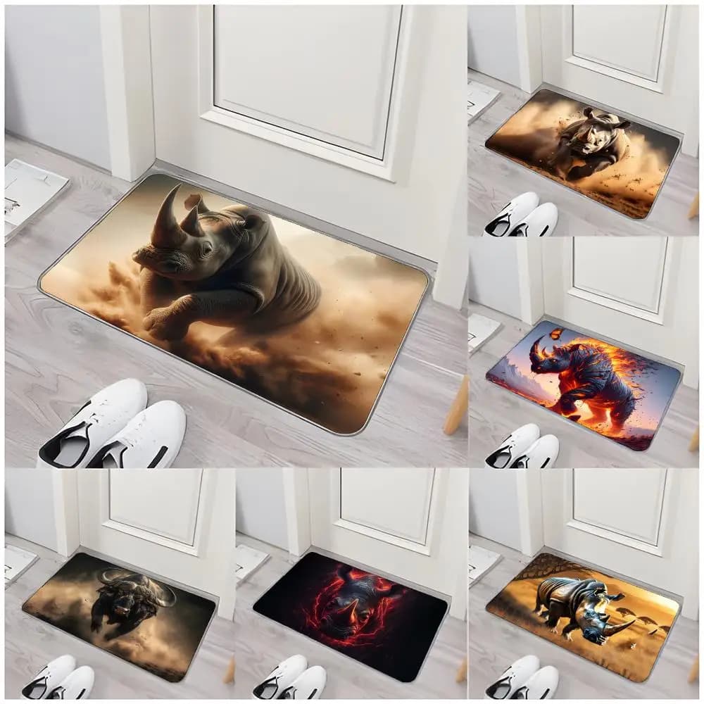 Strong Rhino Power Floor Mat Floor Mat Non-Slip Washable Flannel Door Mat Absorbent Indoor Floor Rug