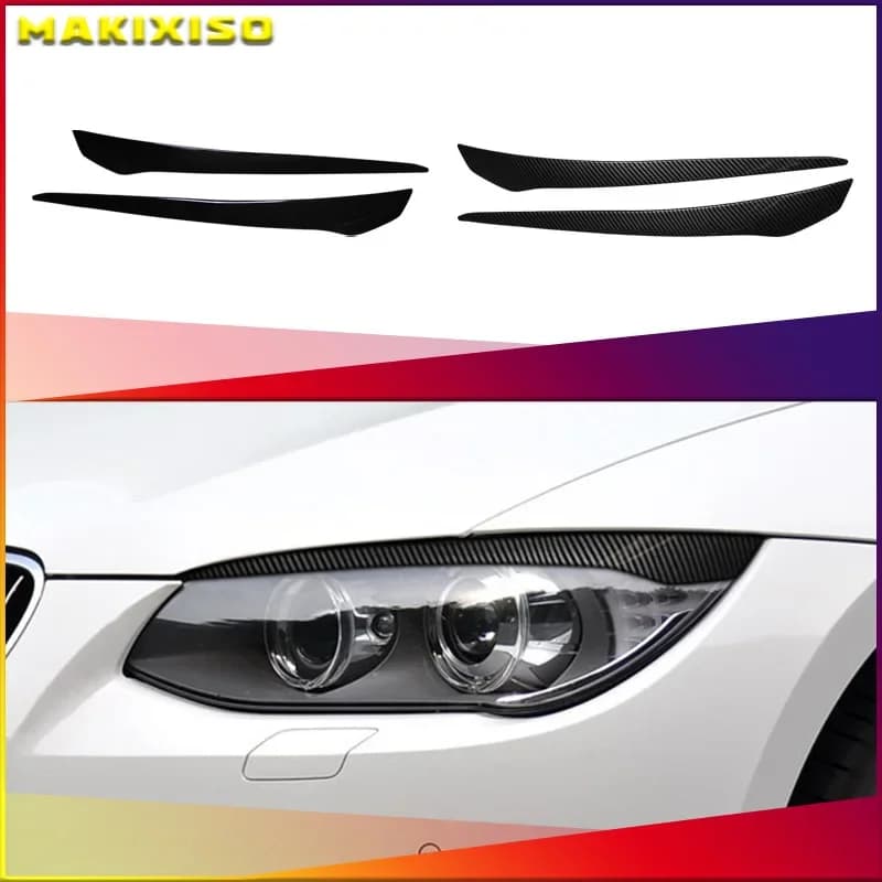 For BMW E92 E93 2007-2014 Gloss Black Car ABS Plastic Front Headlight Eyebrow Eyelid Lid Trim Lamp Light Cover Stickers