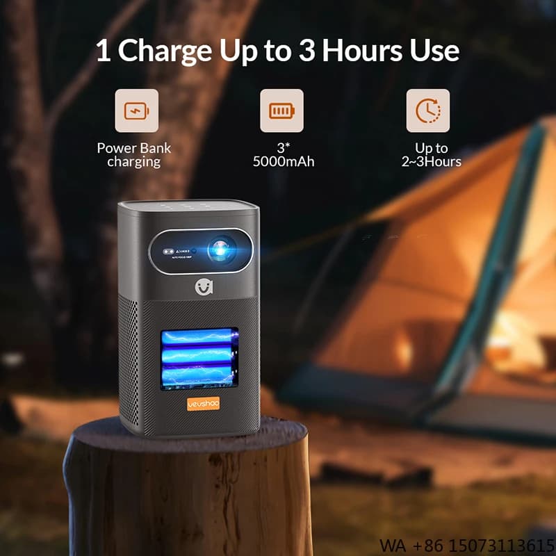 Proiettore DLP Smart Mini a Batteria, 400 Lumen Ricaricabile Portatile GTV per Esterni