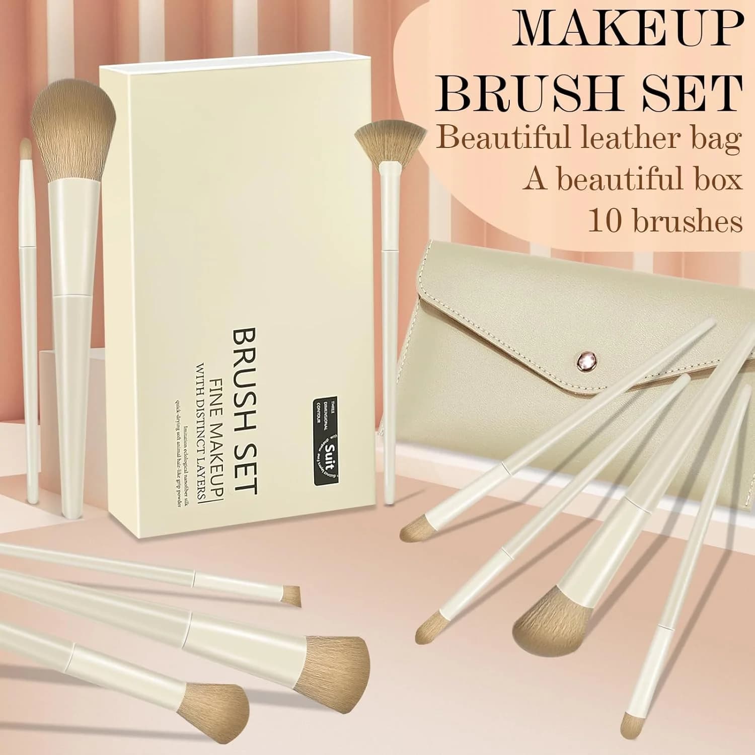 10PCS Makeup Brushes Set Soft Professional Foundation Concealer Eyeshadow Highlighter Contour Blending Face Powder Blush Eyebrow