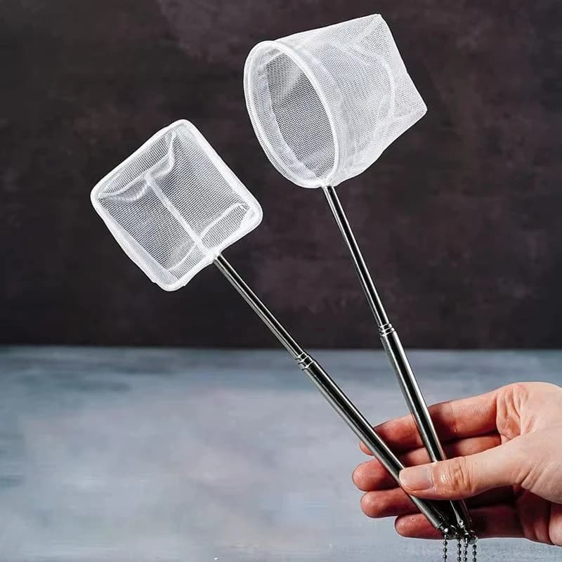Stainless Steel Fine Net Fishing Net - Retractable and Durable Aquarium and Fish Tank To Catch Small Fish Clean Accessories