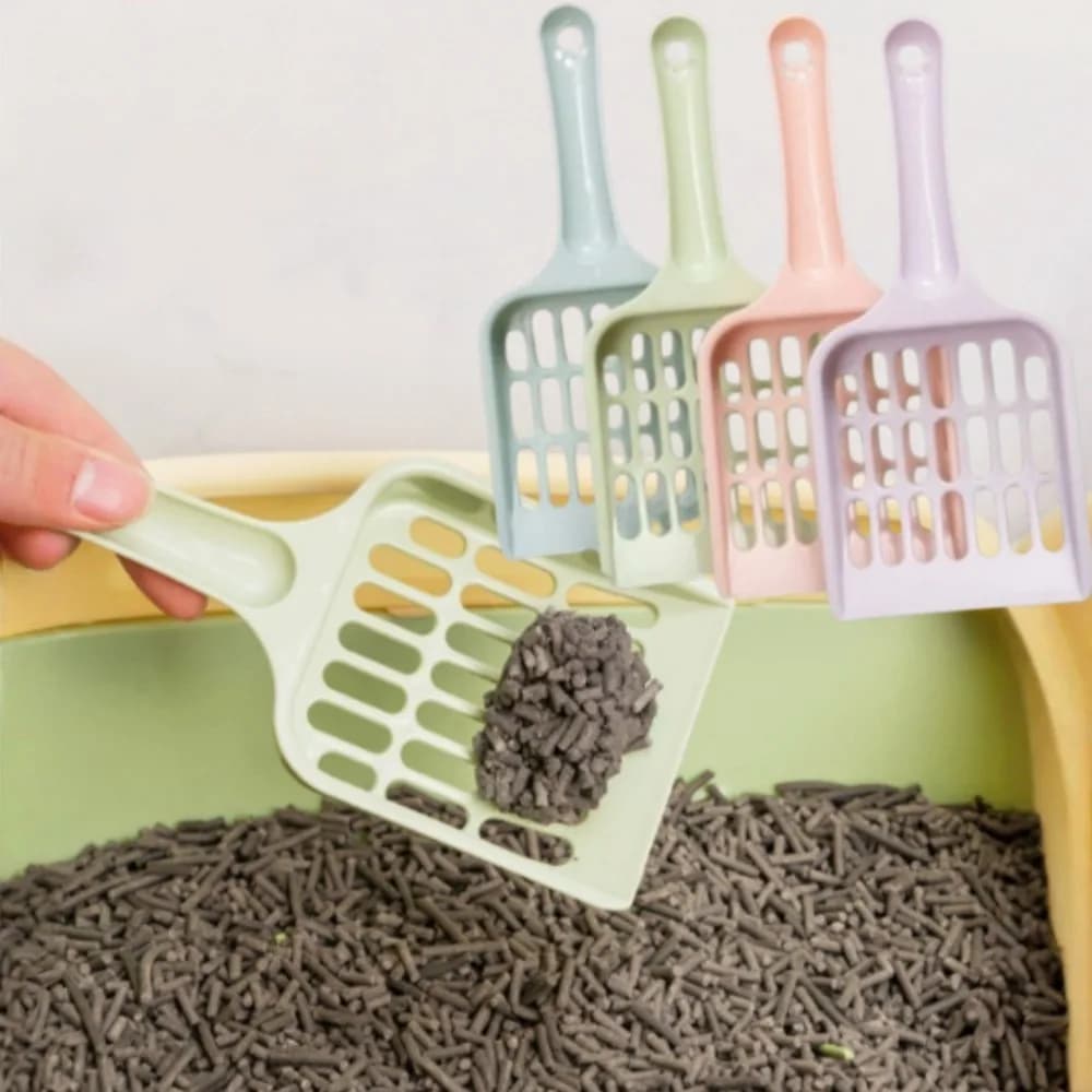 2pcs Portable Pet Litter Special Shovel Plastic Candy Color Comfortable Handle Cat Toilet Shovel Poop Pickup Cat Cleaning Tool