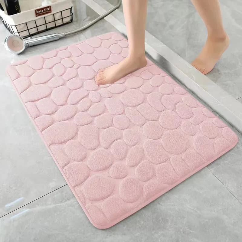 Tappetino da Bagno Goffrato Antiscivolo Assorbente ad Asciugatura Rapida Lavabile in Lavatrice Tappetini Effetto Ciottoli per Bagno e Doccia