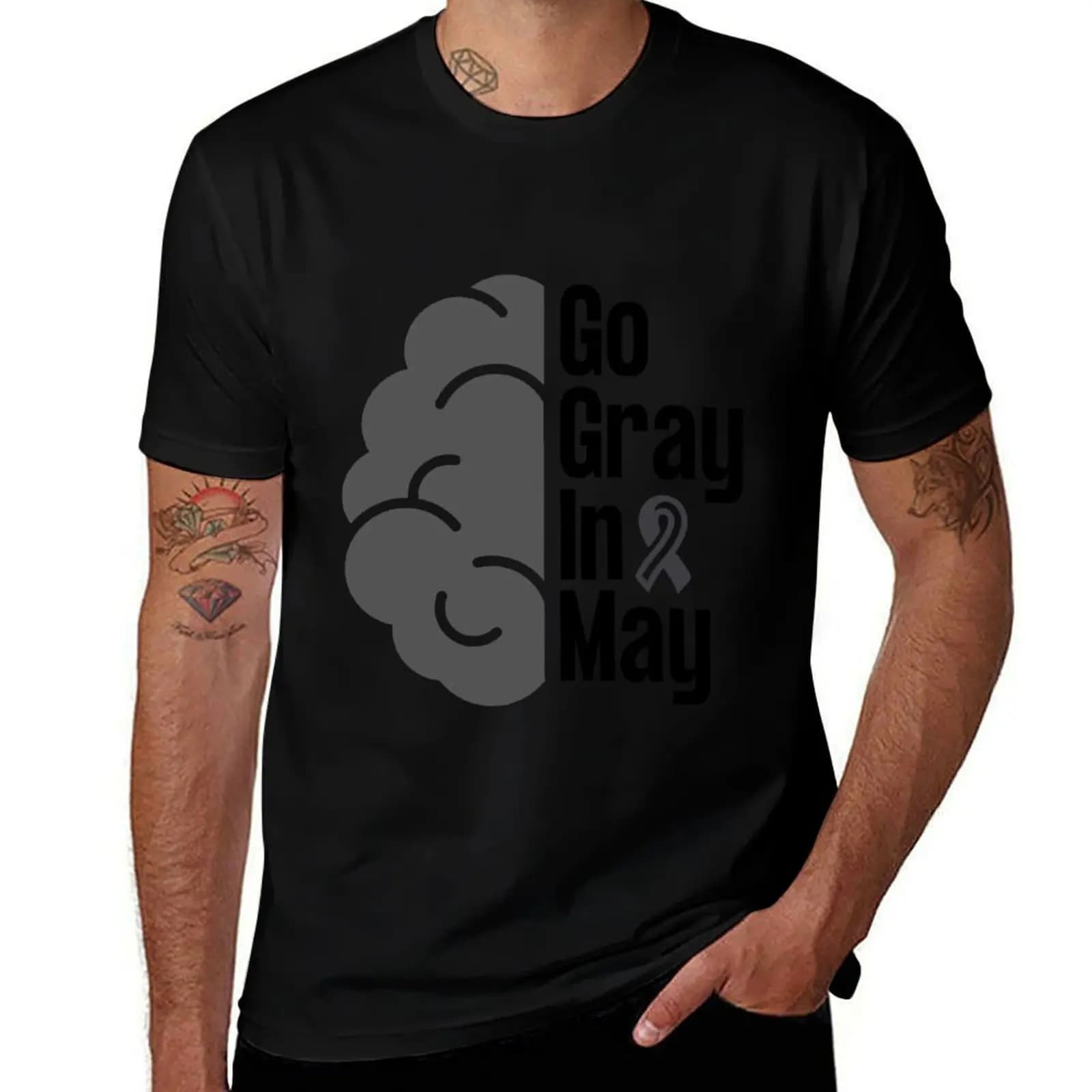 Go Gray In May, Brain Cancer Awareness, Hope T-Shirt Work Comfort T-shirt da uomo