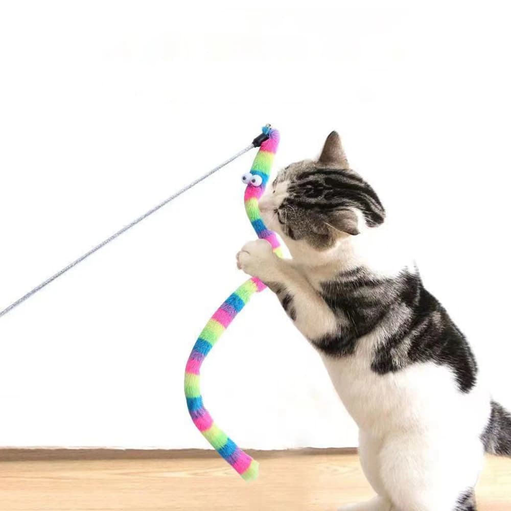 1PC Morbida bruco cartone animato, bastoncino per stuzzicare gatti, giocattolo interattivo per gatti, forniture per gatti, accessori per stuzzicare gatti