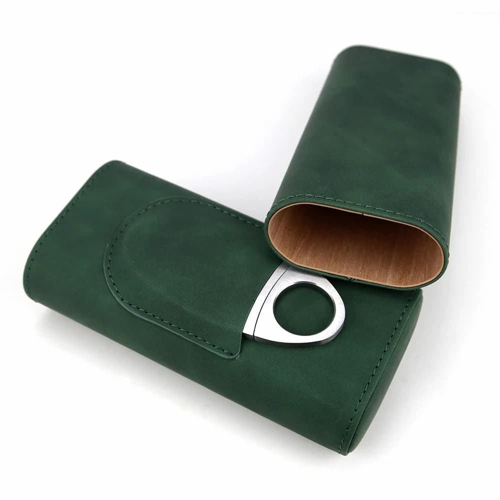 Portable Cigar Case Humidor Box with Cutter Leather Cigar Humidor Moisturizing Case Box Travel Cigar Box Case Humidor Gift