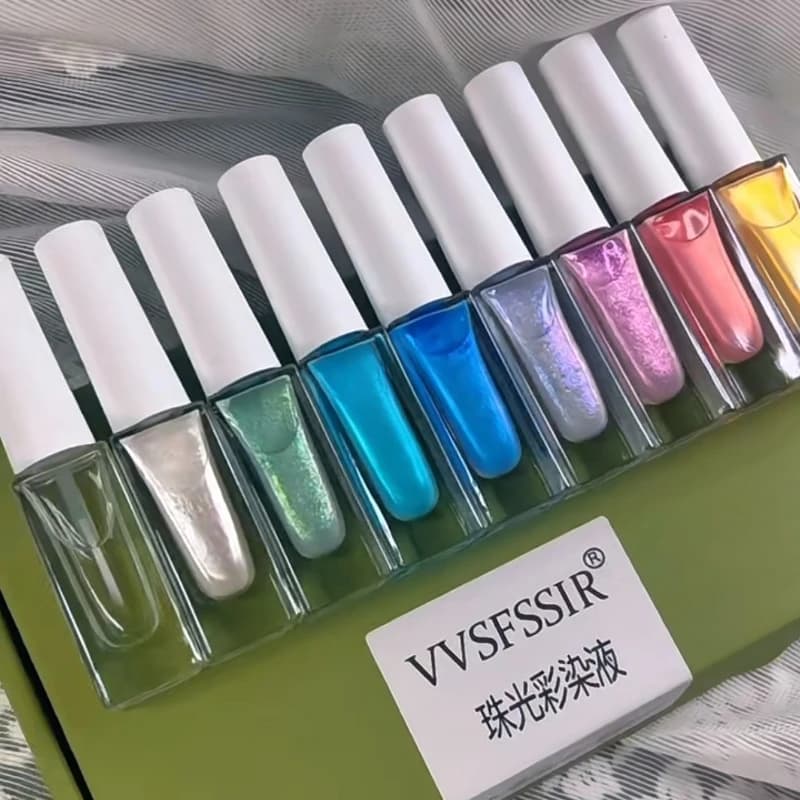 Smalto Gel Effetto Acquerello Perlato 9 Colori, Effetto Fumo, Gel Marmorizzato per Manicure, Lacca Gel per Nail Art 6ml