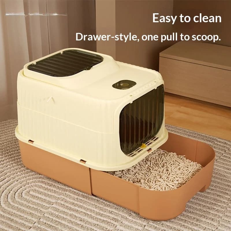 Lettiera per Gatti Extra Large Completamente Chiusa, Toilette per Gatti Rinforzata Impermeabile Anti-Schizzi, con Doppie Porte Rimovibili per Gatti da Interno