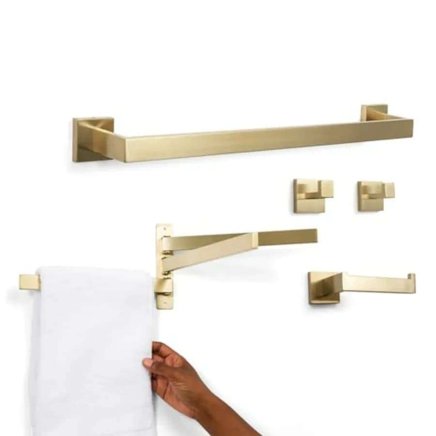 Set di accessori per il bagno da 5 pezzi con portasciugamani girevole Set moderno portasciugamani da 23 pollici montato a parete in acciaio inossidabile resistente S