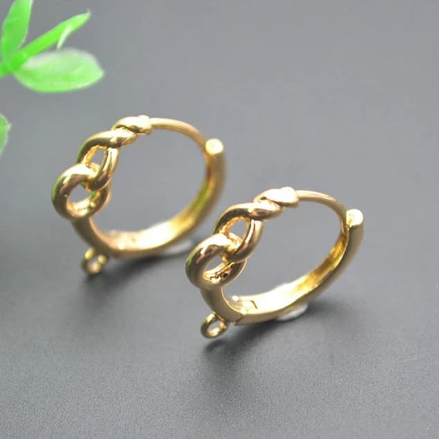 30pc Twisted Round Circle 18K Gold Color Hoop Earring Hooks Clasps Jewerly Making Accessories