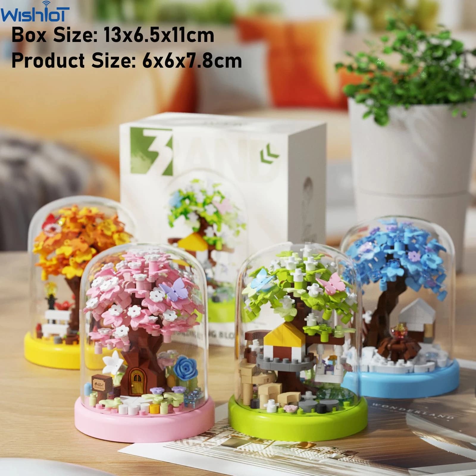 Building Blocks Potted Plants Kit Sakura Tree House Preserved Flowers Bonsai Kid Creative Puzzle Toy Girls Romotic Birthday Gift