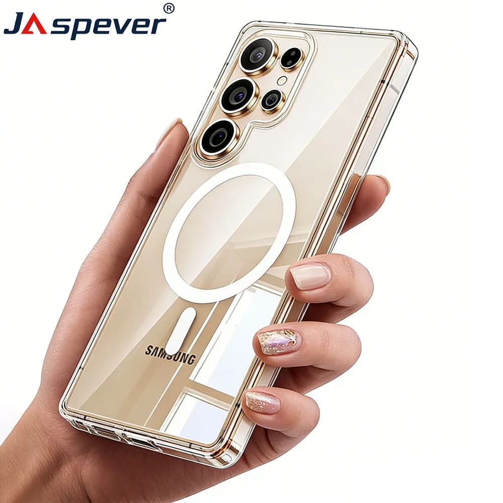 Custodia Magnetica Trasparente per Magsafe per Samsung Galaxy S26 S25 S24 S23 S22 S21 Ultra Fe Plus, Cover Ibrida Rigida S26+ S25fe S25+ Morbida