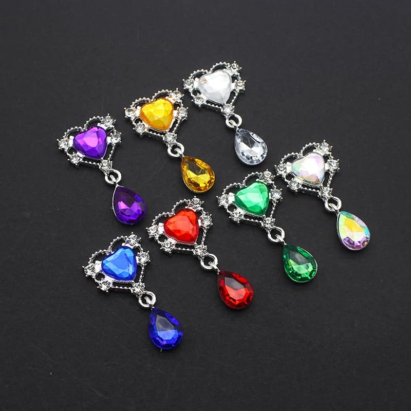 New 10/* Piece 21 * 41MM Crystal Heart Shaped Pendant DIY Clothing Headband Hat Gift Box Holiday Gift Accessories