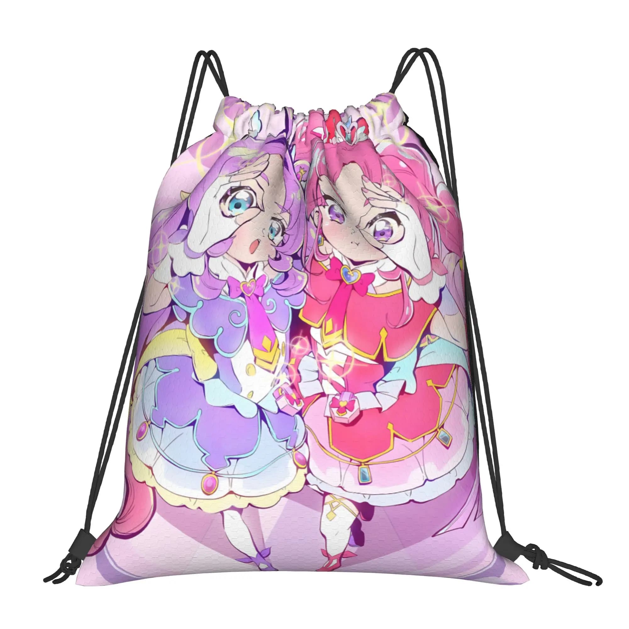 Borsa da viaggio Pretty Cure Kawaii con coulisse, per scuola, scarpe, vestiti, multiuso, zaino portatile per adolescenti