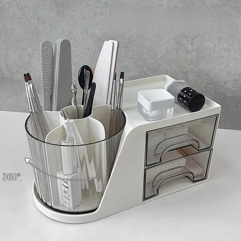 Scatola portaoggetti per strumenti per nail art, contenitore per bastoncini di cotone, organizer per accessori per unghie, porta pennelli per trucco, per uso in salone di manicure