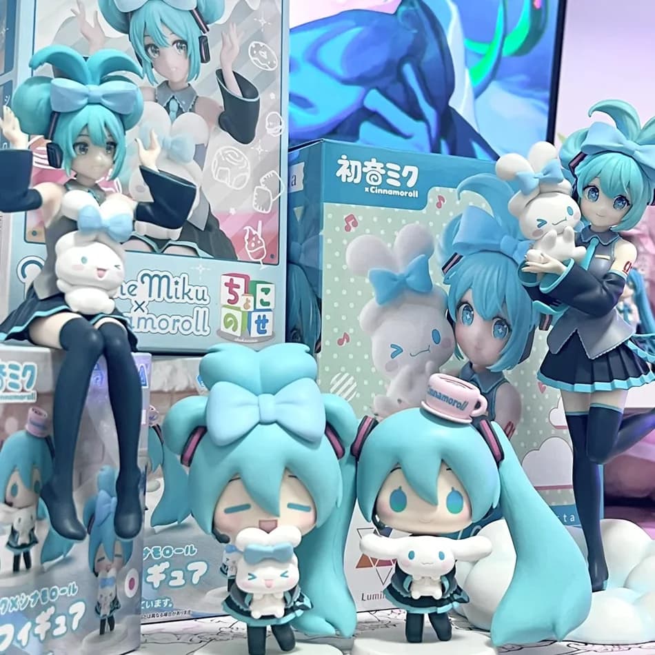 Figurina Anime di Hatsune Miku con Cinnamoroll, Decorazioni da Tavolo Kawaii, Action Figure, Modellino, Giocattolo per Bambini, Regalo di Compleanno