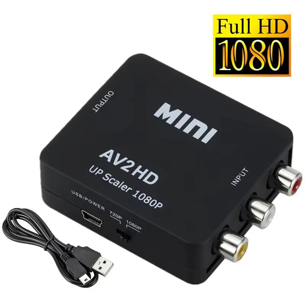 Convertitore RCA AV a HDMI 1080P HD, Adattatore Video Box Supporto NTSC PAL per PC, HDTV, Proiettore, Audio Composito CVBS L R