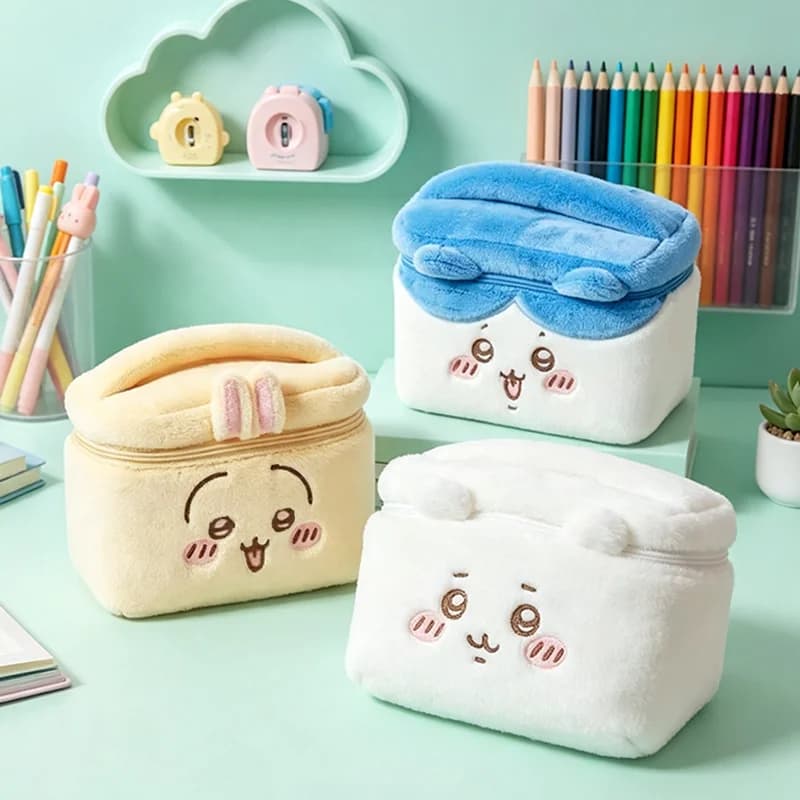 Chiikawa Plush Makeup Bag Large Capacity Skincare Storage Organizer Portable Travel Toiletry Pouch Daily Cosmetic Bag Gifts