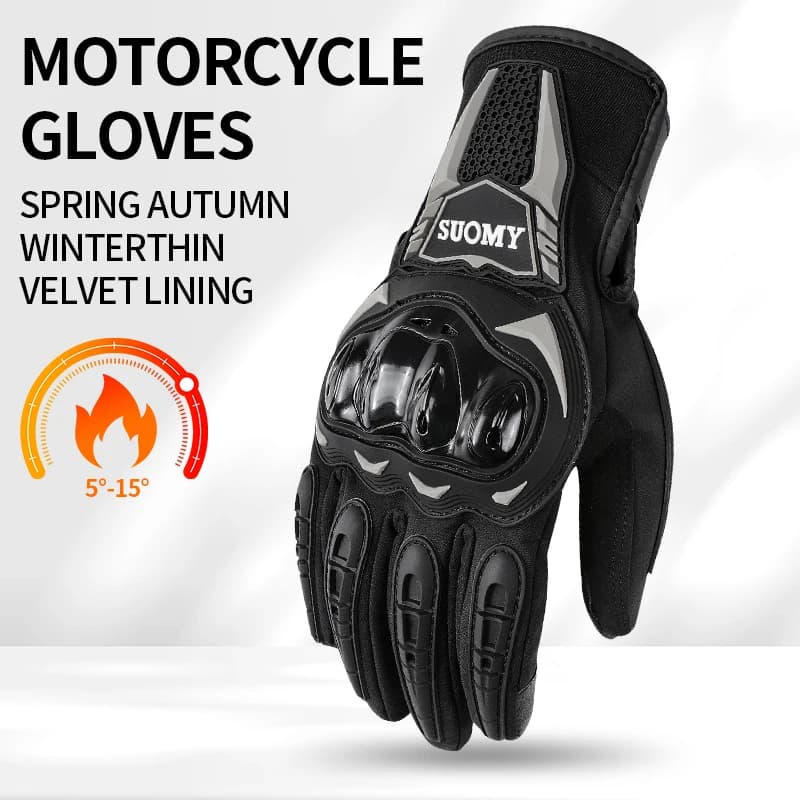 SUOMY Winter Warm Motorcycle Gloves Waterproof Warm Windproof Teens Girls Boy Motocross Motorbike Riding Full Finger Gloves
