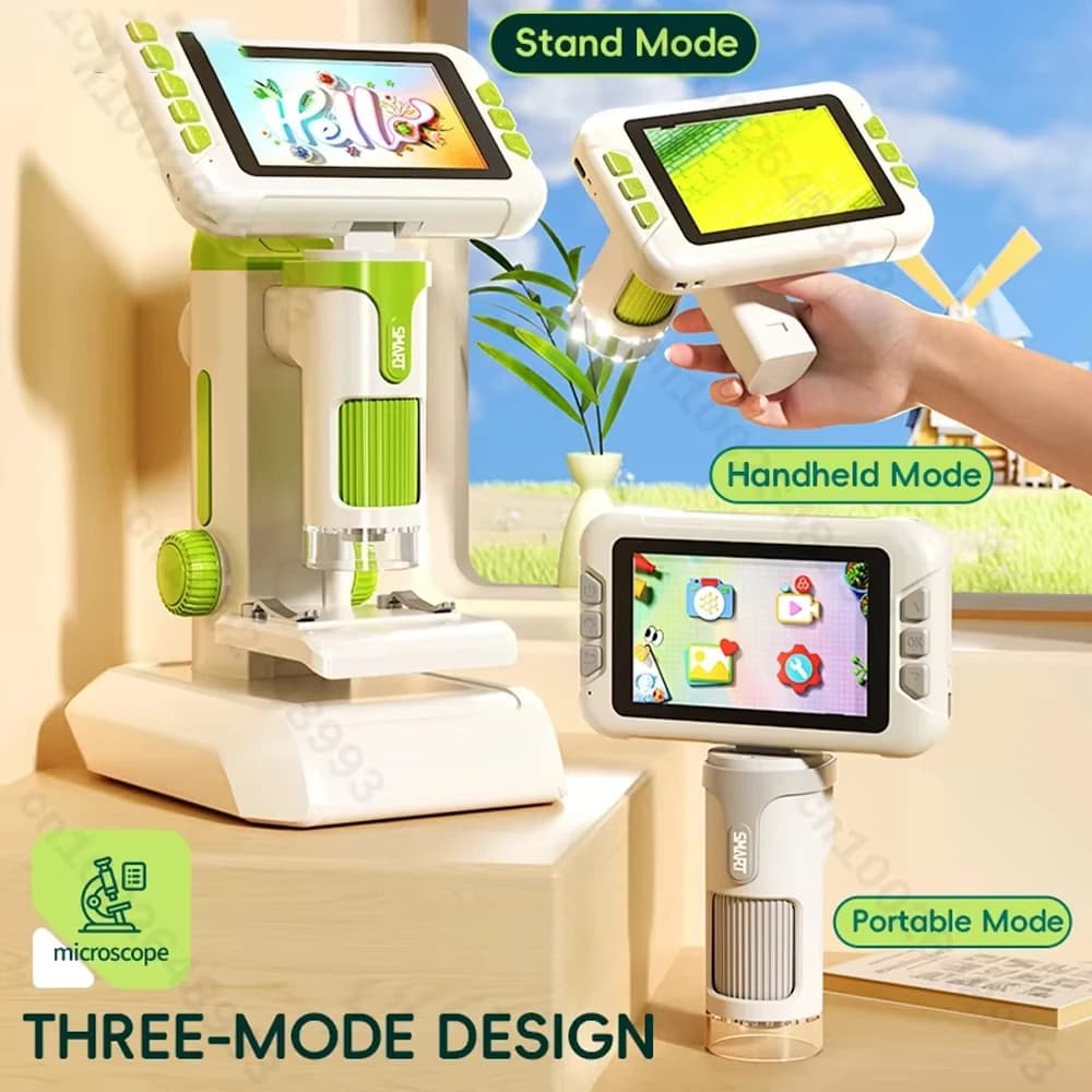 Microscopio 3 in 1 1600X Utensili per esperimenti scientifici per bambini Microscopio da laboratorio biologico portatile Giocattolo educativo per bambini all'aperto