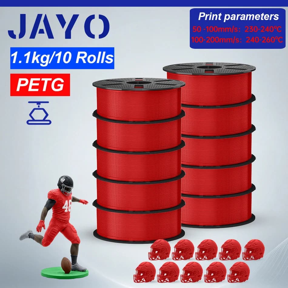 JAYO 10 Rolls 3D Printer Filament PETG 1.75mm Filament For FDM 3D Printer PETG Neatly Wound 3D Printing Material