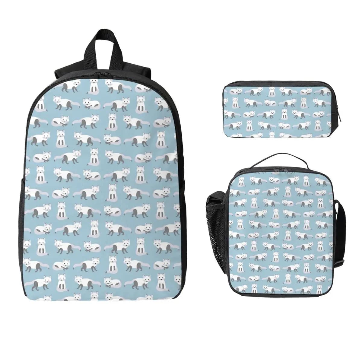 Zaino modello Arctic Fox Studente Ragazzi Ragazze BookBag Borsa da scuola Borse a tracolla per computer Borsa da pranzo isolata 3ps Astuccio