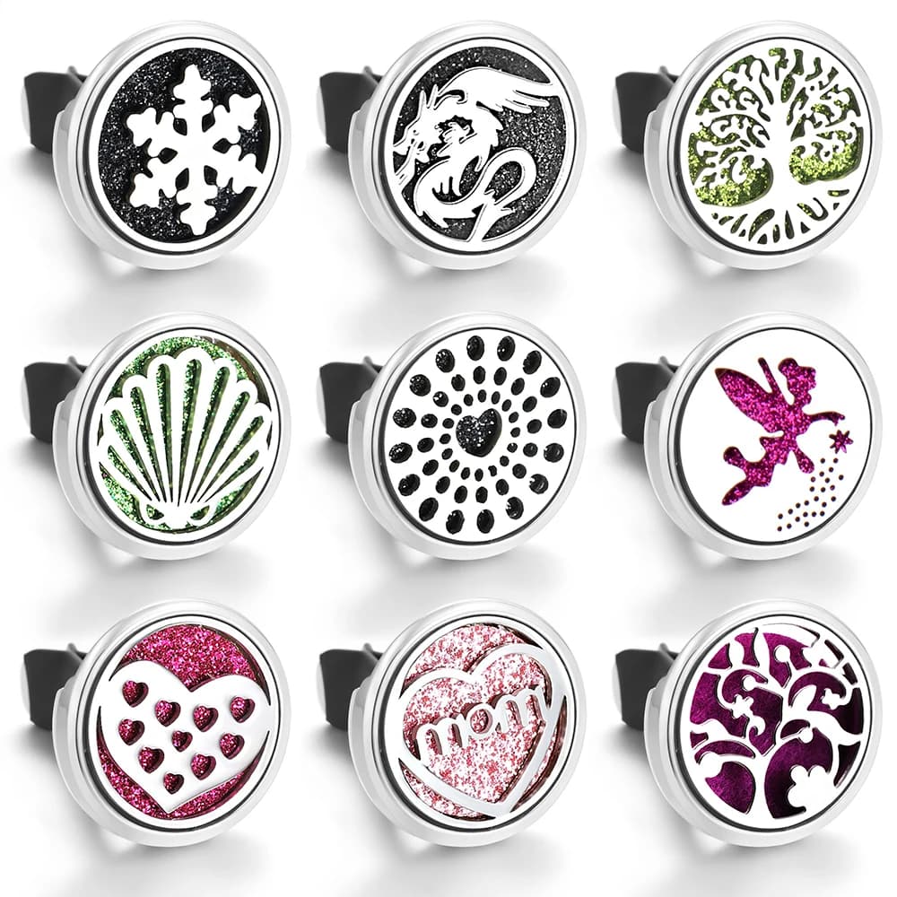 Aromaterapia Gioielli Medaglione Ciondolo Auto Deodorante Aroma Profumo Oli Medaglione Olio Essenziale Diffusore Auto Clip Dropshipping