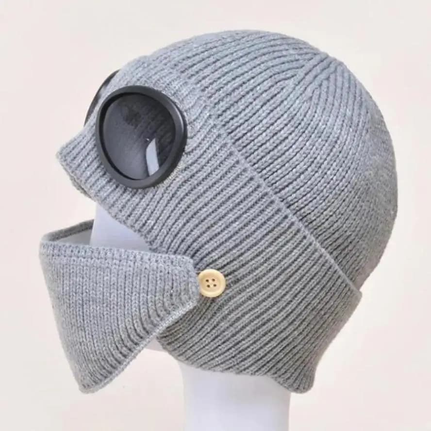 1 Pcs Autumn And Winter New Pilot Glasses Ear Protection Hat With Velvet Warm Wool Hat Women's Korean Knitted Hat Mask