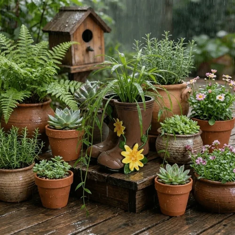 Unique Modern Rain Boots Flowerpot Childishness Floral Arrangement Potted Plants Vase Art Decorative Garden Decor Courtyard
