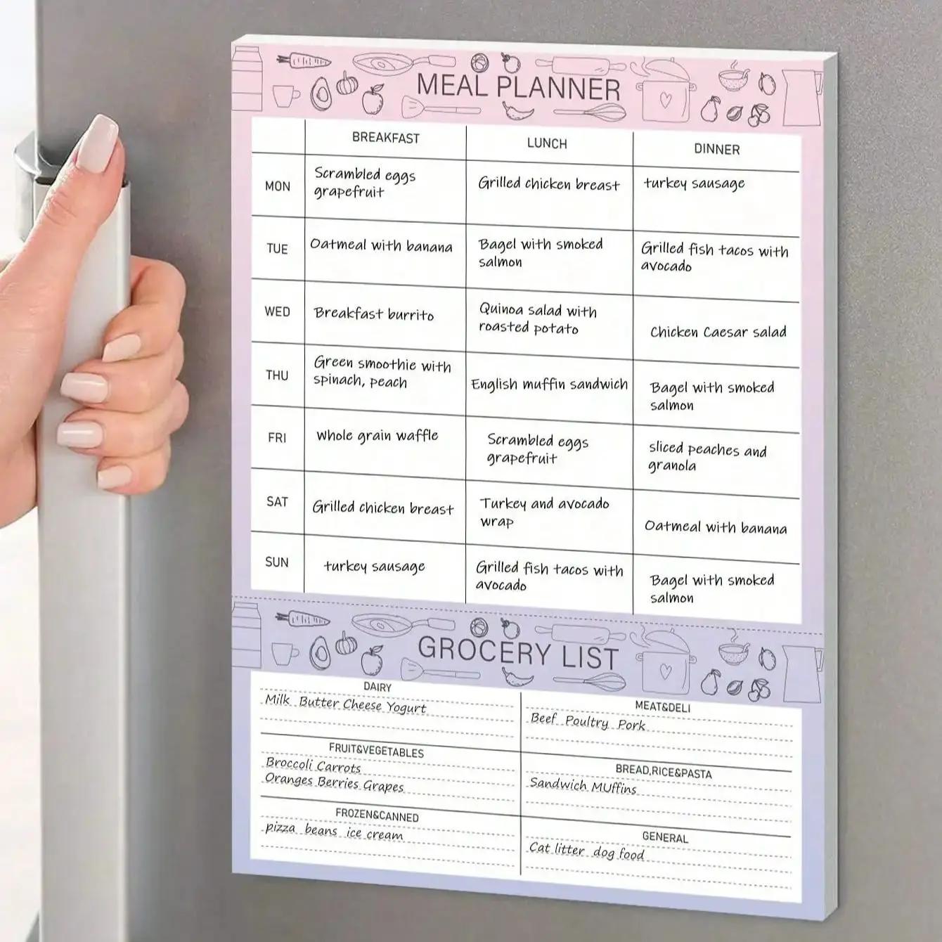Weekly magnetic note block for refrigerator meal planner 52 undated tear sheets notebook for meals planning with shopping list