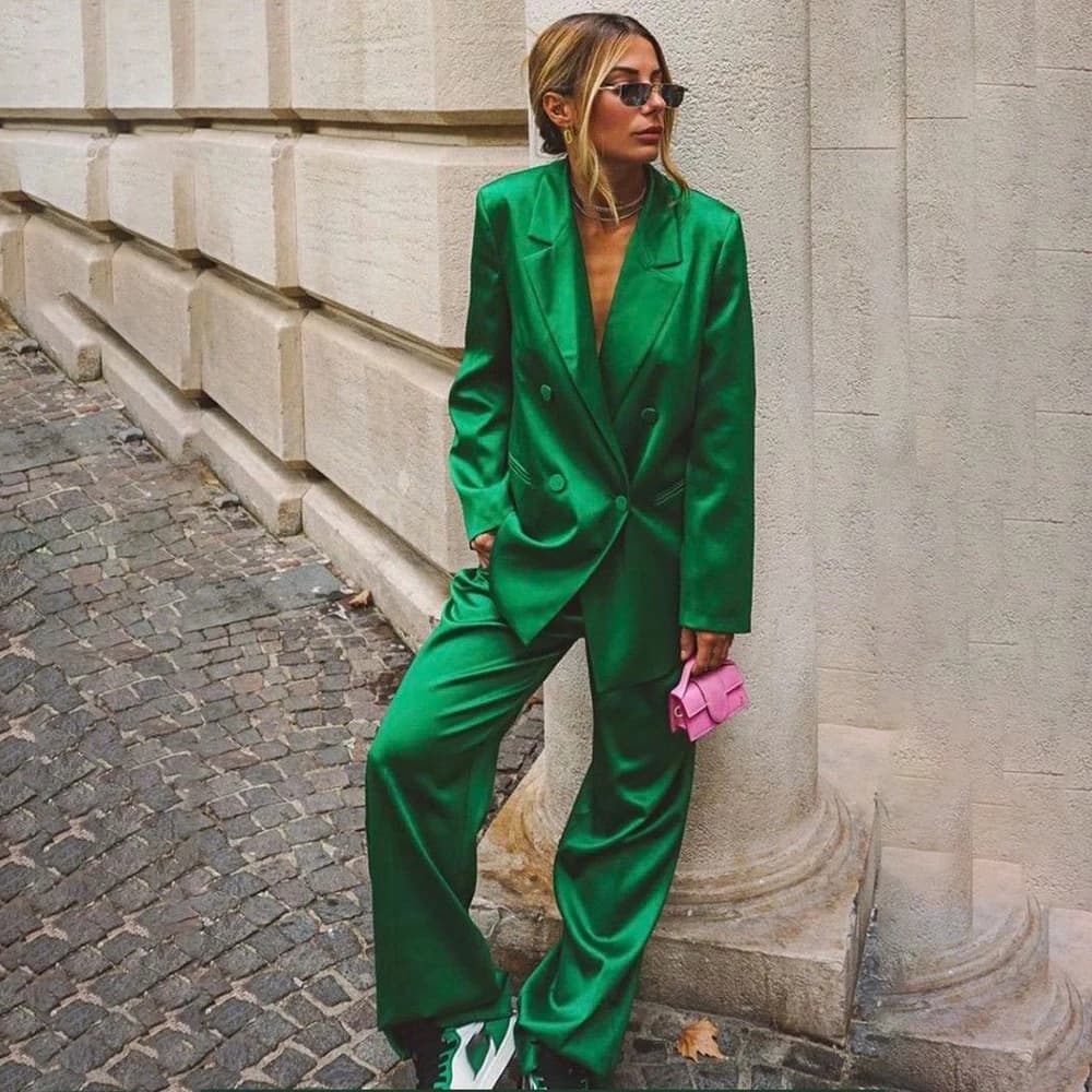 Completi da Donna di Lusso, Abiti da Sera Doppiopetto con Risvolto a Notch, Set Giacca e Pantaloni a 2 Pezzi, Abbigliamento Femminile Personalizzato