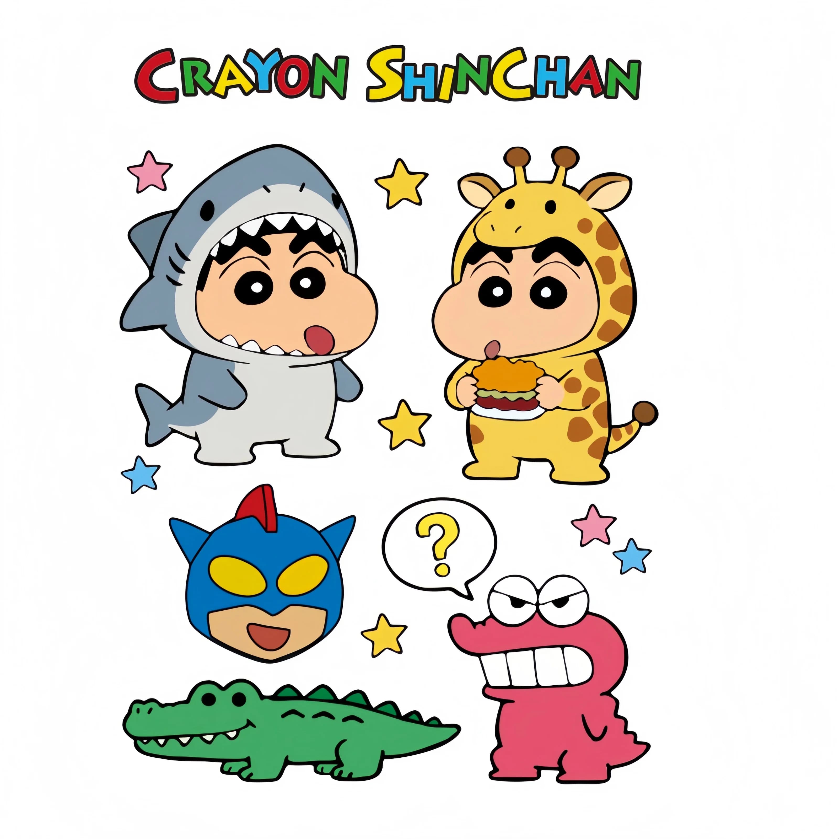Crayon Shin-chan Waterproof Self-Adhesive Car Sticker Set Cute Cartoon Decals for Luggage, Motorcycle Helmet & Scratch Covering