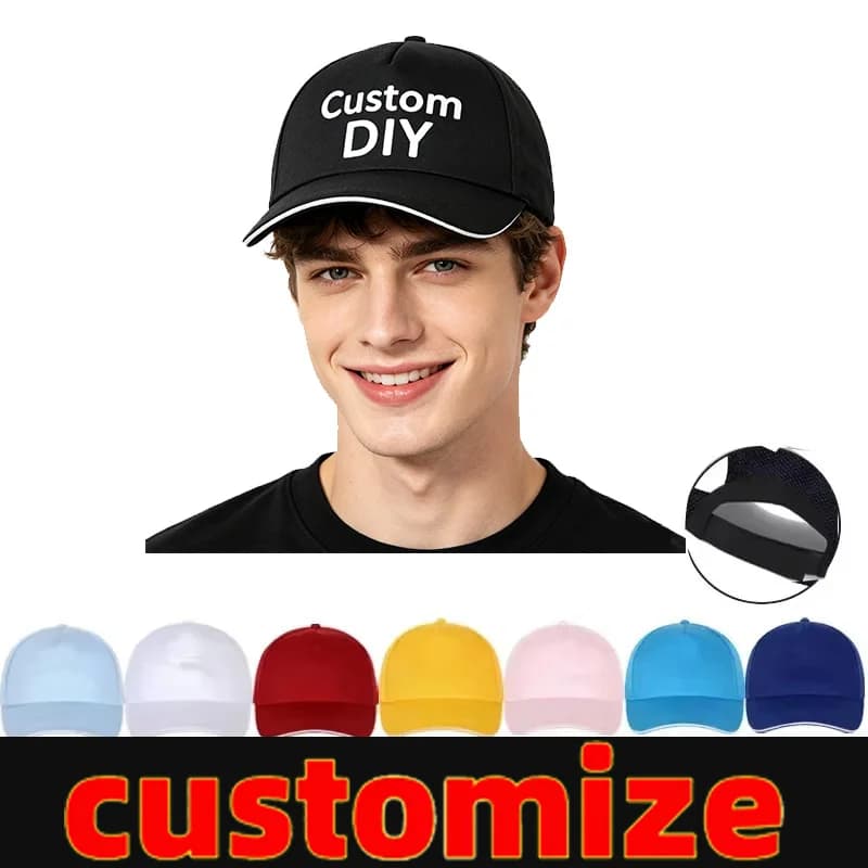 Baseball Caps For Custom DIY Logo pattern Caps For Men Woman Hat Men's cap Print Text Design Trucker velcro Hat designer cap men