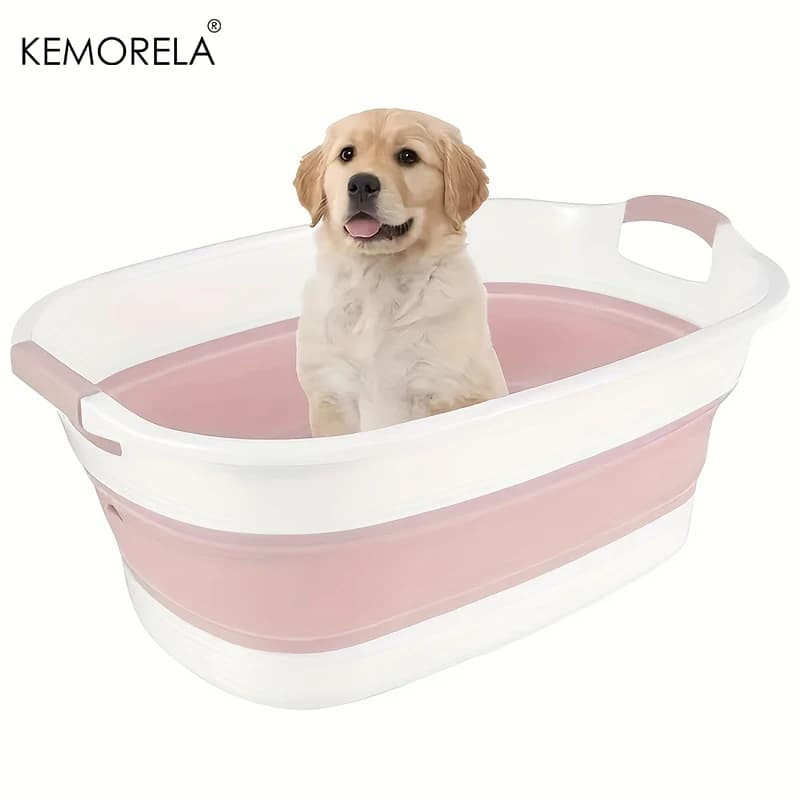 KEMORELA Vasca da bagno pieghevole per animali domestici Vasca da bagno per cani e gatti Vasca pieghevole Cesto per la biancheria Contenitore portaoggetti Organizzatore Portatile salvaspazio