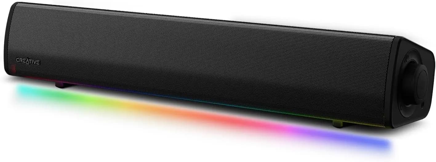 Compact RGB Gaming Soundbar with Bluetooth 5.0, 2.0 Stereo, USB Powered, for PC/PS4/Switch
