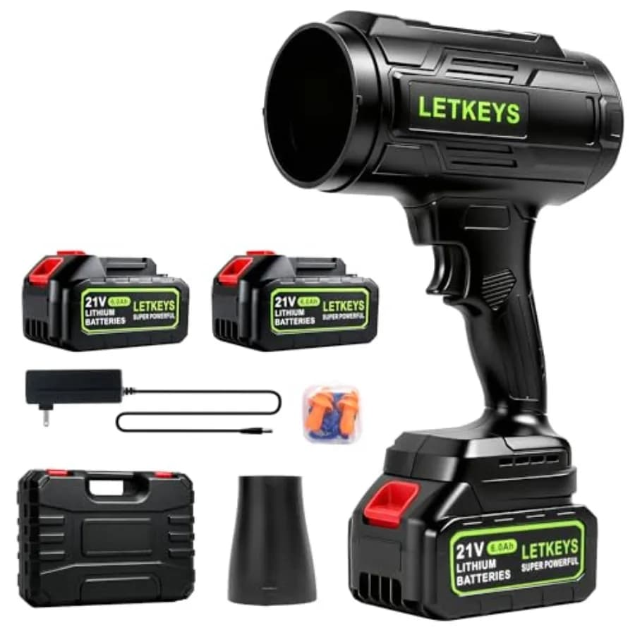 Cordless Leaf Blower 980 000 RPM Electric Handheld Leaf Blower with 2 X 6.0Ah Batteries and Charger Lightweight Leaf Blowers Ba