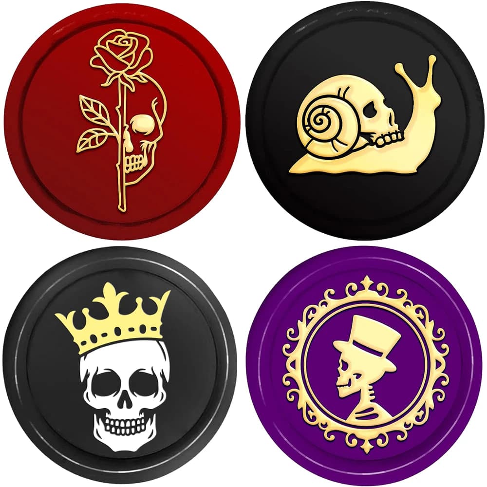 Halloween Skull with Crown Flower Snake Wax Seal Stamps 25mm Sealing Wax Stampers for DIY Scrapbooking Festive Paper Card Craft