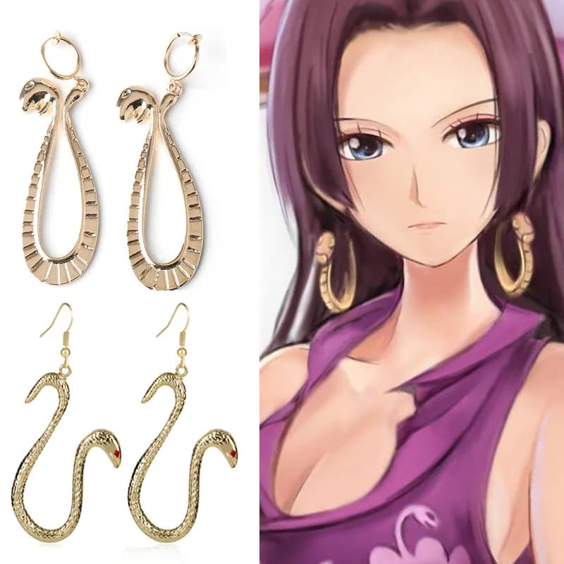 Cartoon Snake Pendant Earrings Anime Boa Hancock Cosplay Prop Dangle Eardrop Jewelry Cute Party Gifts for Woman Girls