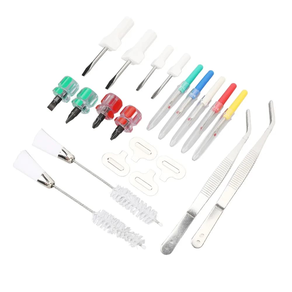 21Pcs Steel + Plastic Sewing Machine Cleaning Kit Multiple Colors Tweezers Length 15.5cm Sewing Machine Repair Tools