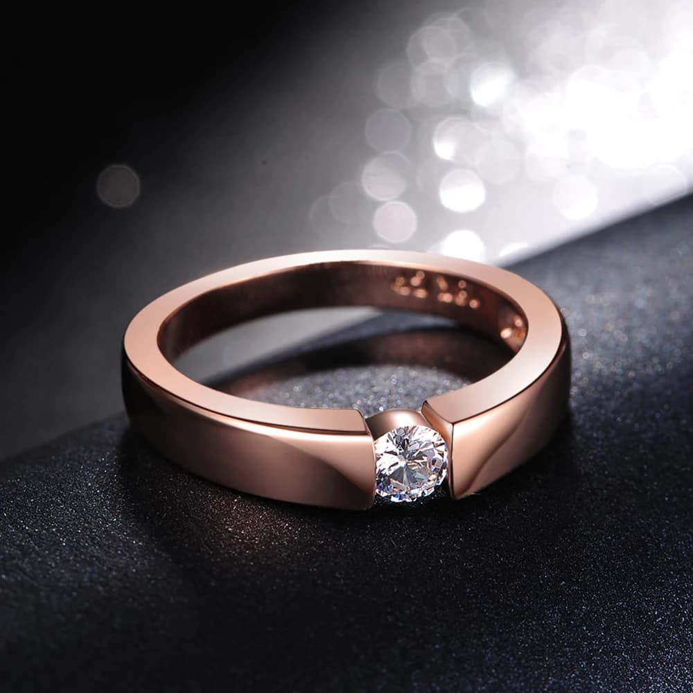 ZHOUYANG Anello nuziale con cuori e frecce da 4,5 mm con zirconi cubici Anello da dito classico color oro rosa e argento R400 R406
