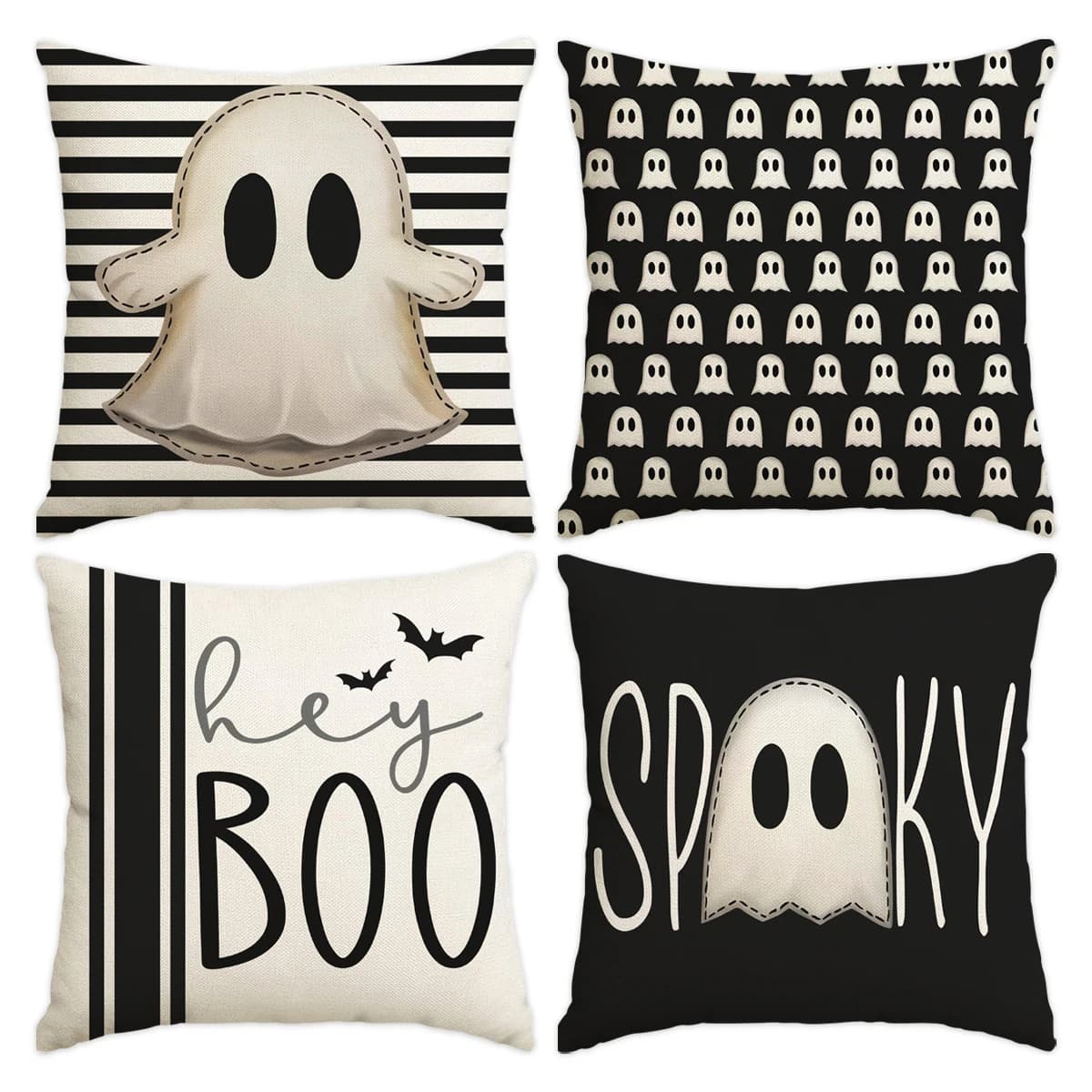 4pcs Halloween cushion covers, ghost, pumpkin lantern, skull sofa decoration cushion covers, Halloween horror home decorations