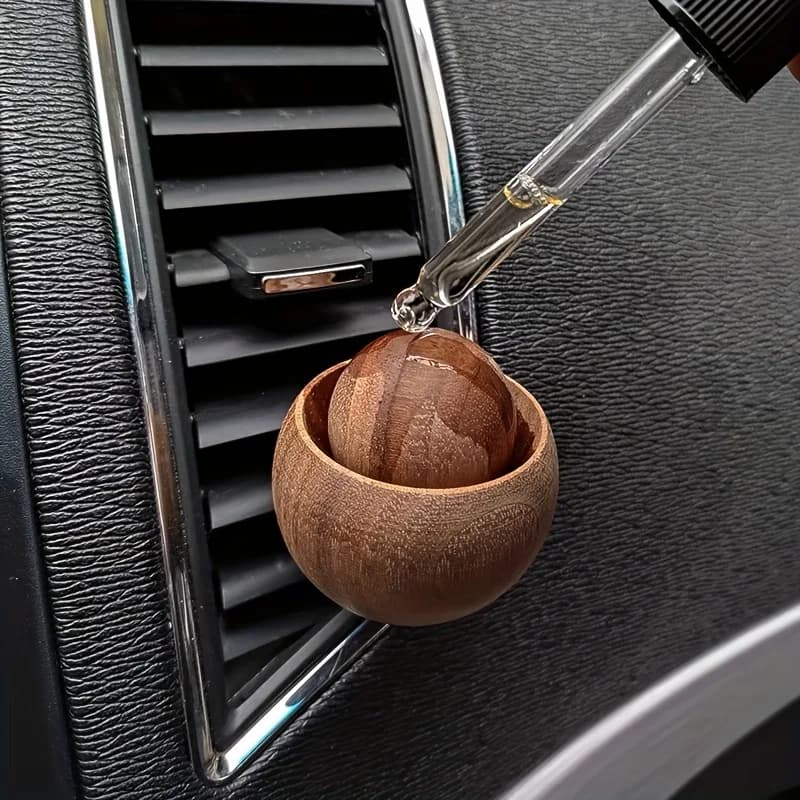 Diffusore per Auto in Legno di Noce Nero Fatto a Mano, Elegante Diffusore Vuoto per Deodorante Auto