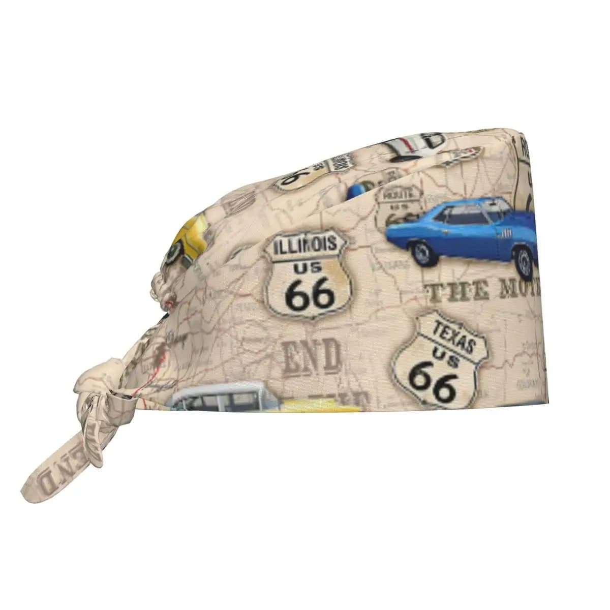Personalizzato Route 66 Muscle Car Mappa Scrubs Cap Cappelli chirurgici Uomo Donna Sala operatoria Berretto infermieristico Cappello da lavoro da laboratorio